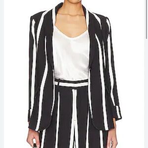 Alice + Olivia Black & White Pinstripe Blazer Jacket